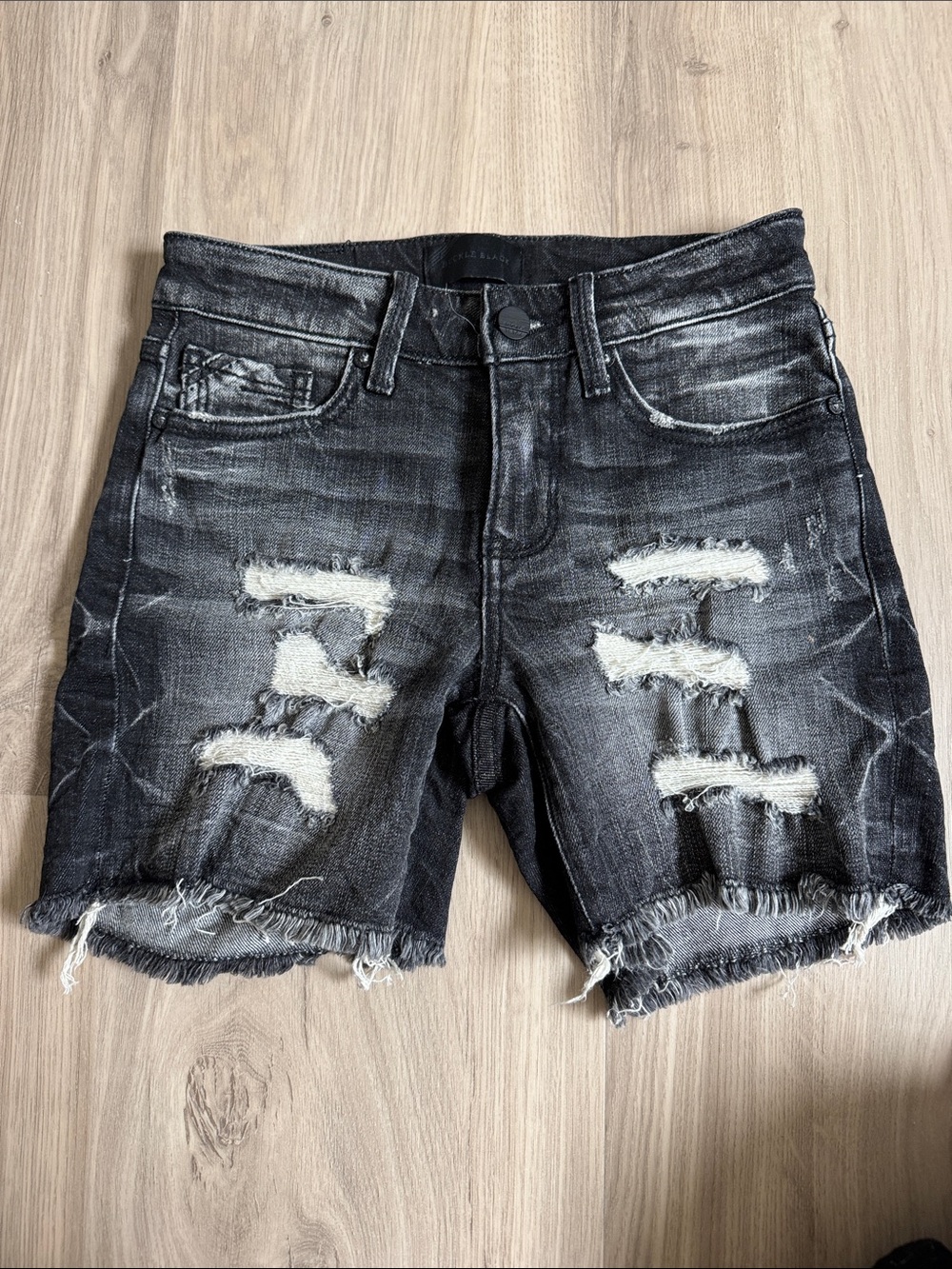 Buckle Black Distressed Denim Jean Shorts